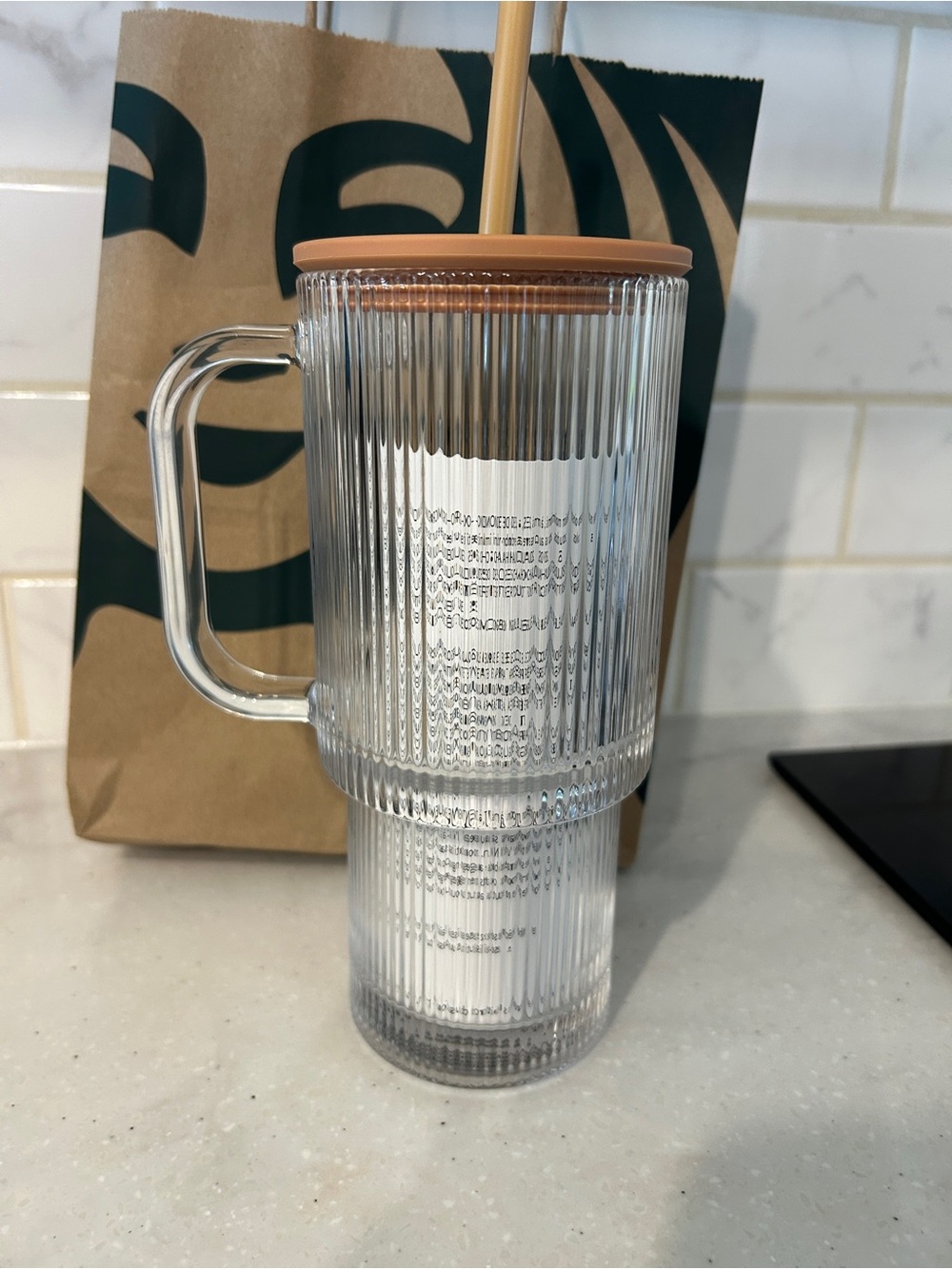 Starbucks Cold Cup Ribbed Tumbler with Handle, Lid and Straw - Picture 2 of 9